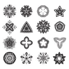 Ornament black and white line art design set