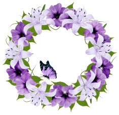 Border Of Colorful Flowers and Butterfly Vector illustration