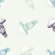 Vector seamless pattern with hand drawn jellyfish