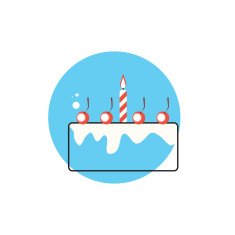Line Icon with Flat Graphics Element of Birthday Cake Vector