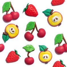 Summer handmade plasticine seamless pattern with fruits