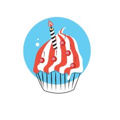 Line Icon with Flat Graphics Element of Birthday Cake Vector N2