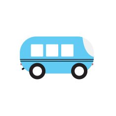 Line Icon with Flat Graphics Element of Bus Vector Illustration