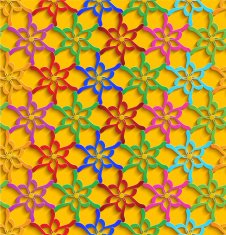 Floral Multicolored 3d Seamless Pattern Yellow Background N2