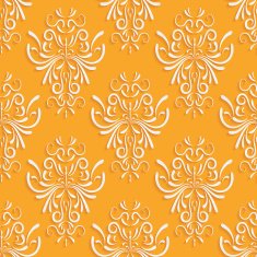Orange Seamless Background with 3d Floral Pattern N2