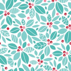 Christmas holly berries seamless pattern background