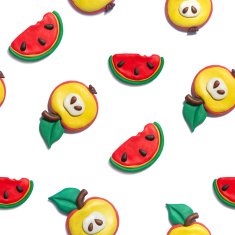 Summer handmade plasticine seamless pattern with fruits N2
