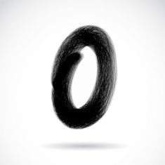 Numbers zero written with a brush on white background N2