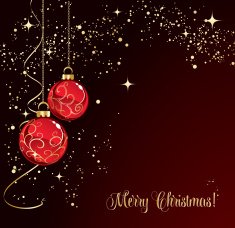Merry Christmas card with red bauble N2