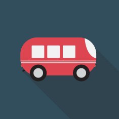 Bus Flat Icon with Long Shadow Vector Illustration