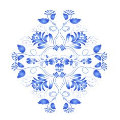 Blue floral element in the Russian national style Gzhel Vector