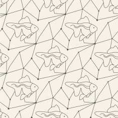 Seamless fish pattern tile background geometric