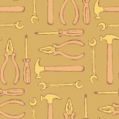 Sketch workers tools in vintage style