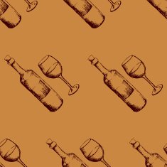 Seamless pattern with hand drawn wine