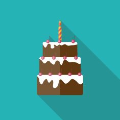 Birthday Cake Flat Icon with Long Shadow Vector Illustration N6