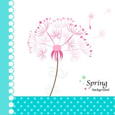 Floral dandelion vector greeting card N2