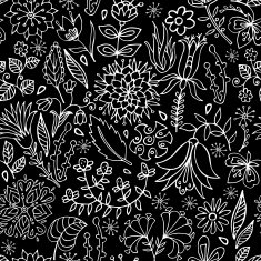 Black and white floral Seamless Pattern N4