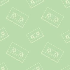 Retro audio casettes seamless pattern