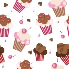 seamless pattern with cute cupcakes vector illustration N5