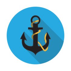 Flat Design Concept Anchor Vector Illustration With Long Shadow