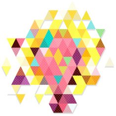 Sweet color object triangles in dot pattern