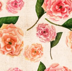 Vintage watercolour rose seamless background pattern
