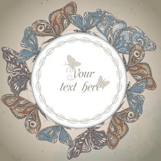 Vector frame with ornamental butterflies N3