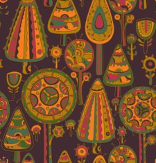 Seamless vector pattern with decorative trees