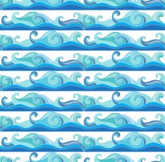 Vector background with blue sea waves Seamless pattern