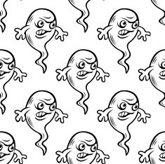 Funny little ghosts seamless pattern N2
