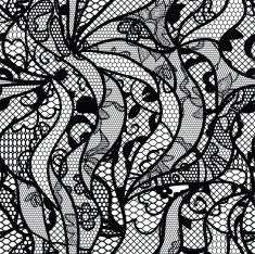 Black lace vector fabric seamless pattern N24
