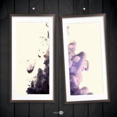 Two Frames Of Picture On A Striped Old Wall N5