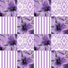 Patchwork seamless floral lilly pattern