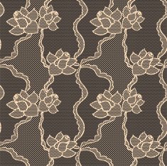 Black lace vector fabric seamless pattern N29