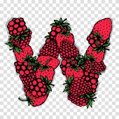 Letter W made from red berries sketch for your design