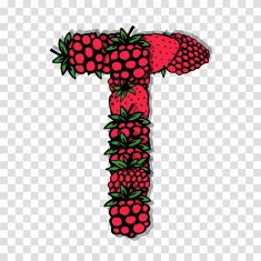 Letter T made from red berries sketch for your design