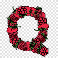 Letter Q made from red berries sketch for your design