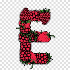Letter E made from red berries sketch for your design