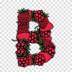 Letter B made from red berries sketch for your design