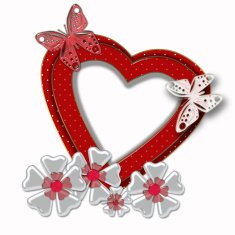 Abstract background red heart frame on white