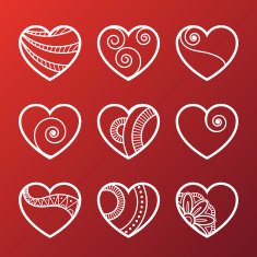 Set of White Heart Icons