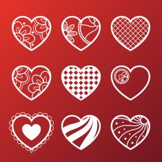 Set of White Heart Icons N2
