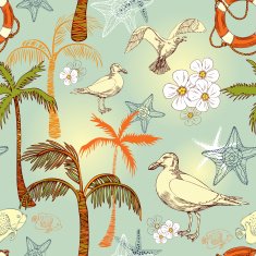 Retro style beach theme fashion seamless background