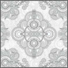 unique coloring book square page for adults - floral authentic N48