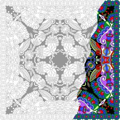 unique coloring book square page for adults - floral authentic N53