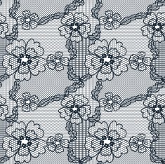 Black lace vector fabric seamless pattern N33