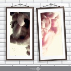 Two Frames Of Picture On A Striped Old Wall N6