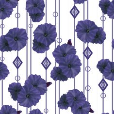 Seamless navy poppy flowers pattern background