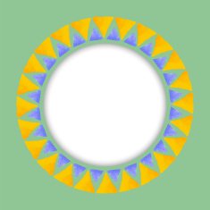 Circle paper sticker with watercolor round pattern of triangle N2