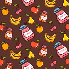 Fruits seamless pattern on a brown background